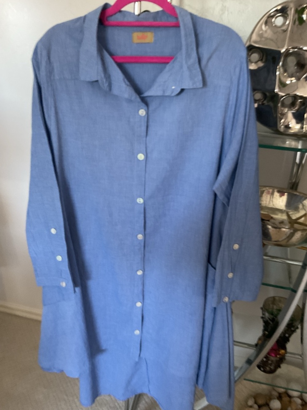 Tulip LuLu Light Blue Button-Front chambrayTunic very flowey.